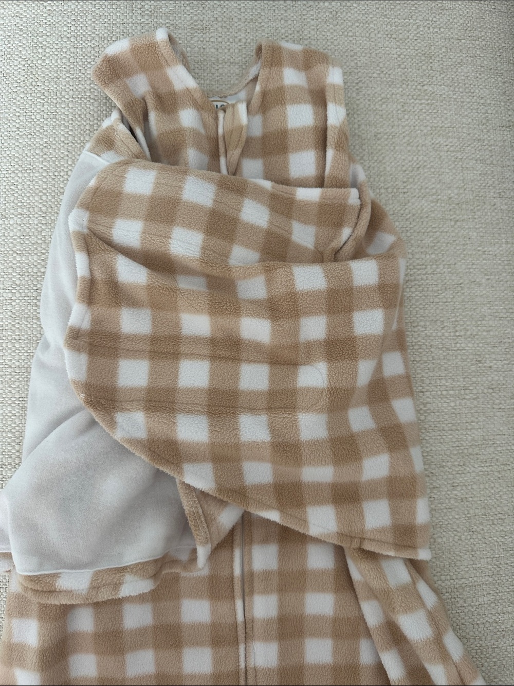 Halo Baby Sleep Sack Swaddle - White and Tan Plaid Gingham